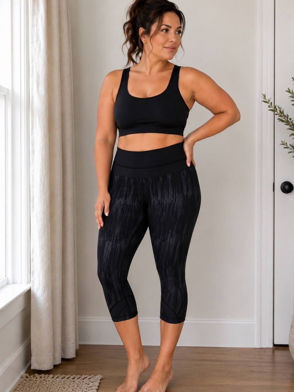 lululemon athletica Black Patterned High-Rise Capri Leggings